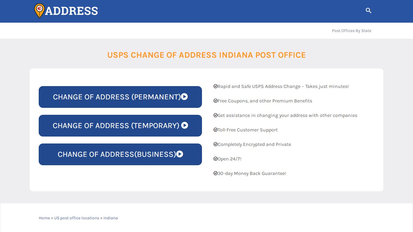 USPS Change of Address Indiana Post Office